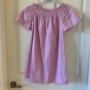 VINEYARD VINES Off The Shoulder Pink/ White Striped Dress Cover Up Sz XS